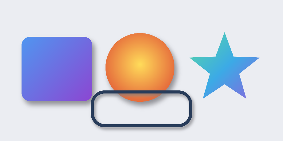 WhatsCanvas quality showcase — analytic AA, gradients, Gaussian shadows, AA path clipping