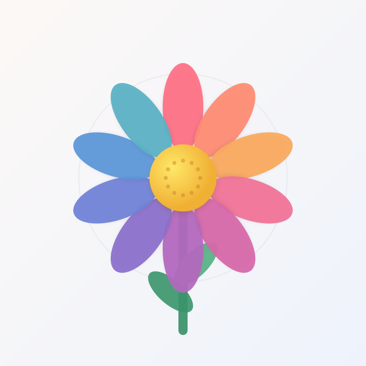 A ten-petal flower composed with rotation transforms